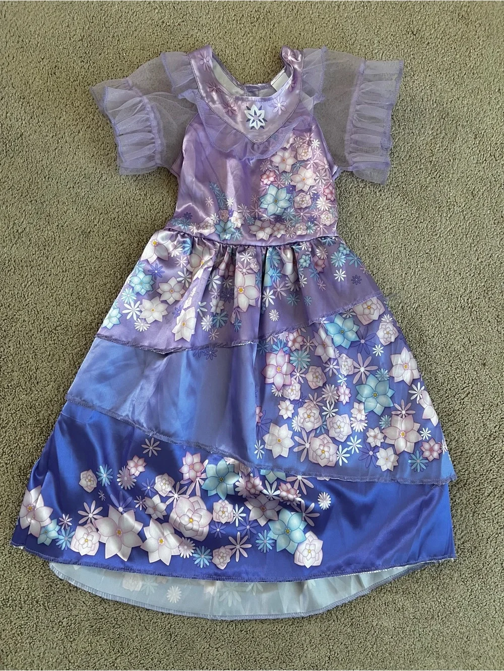 Disney Encanto Lavender Floral Tiered Girls' Costume Dress